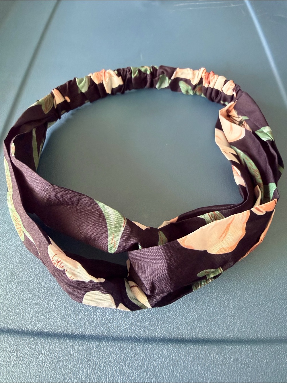 Floral Black & Peach Twist Headband